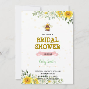 Floral honey bee bridal shower invitation