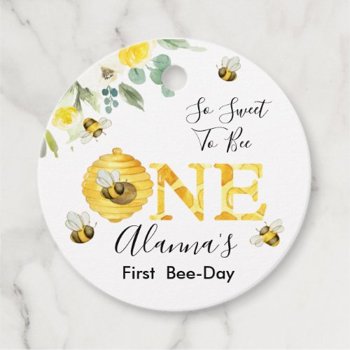 Floral Honey Bee First Bee_day Birthday  Favor Tags