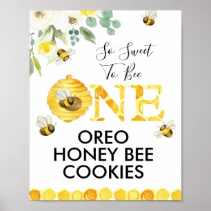 Floral Honey Bee First Bee-day Birthday Party Poster