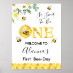 Floral Honey Bee First Bee-day Birthday Welcome Poster at Zazzle