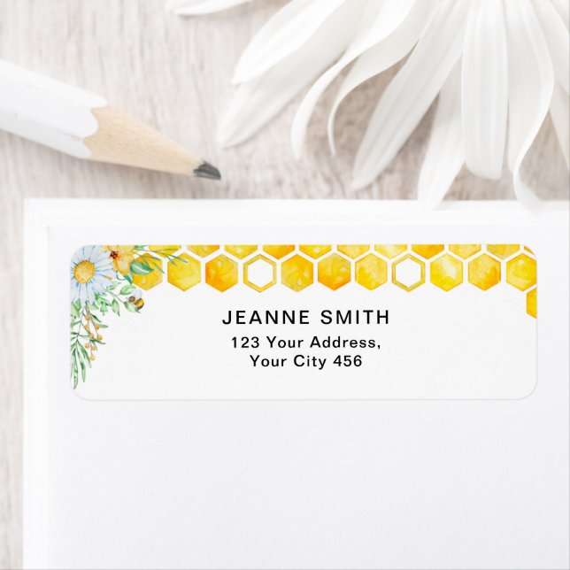 Floral honey bee Return Address Labels (Insitu)