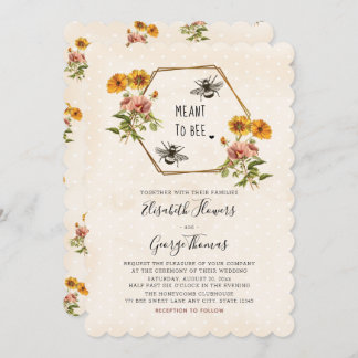 Floral Honey Bee Wedding Invitations