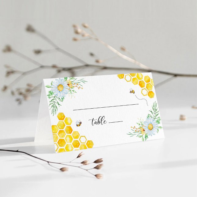Floral Honey bee wedding Place Card (Creator Uploaded)