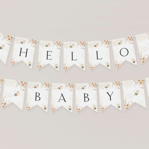 Floral Honey Bumble Bee Baby Shower Bunting Flags