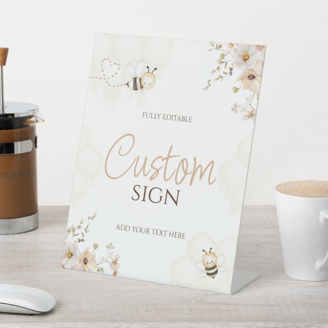 Floral Honey Bumble Bee Baby Shower Custom Sign (In SItu)