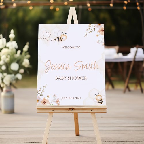 Floral Honey Bumble Bee Baby Shower Welcome Sign