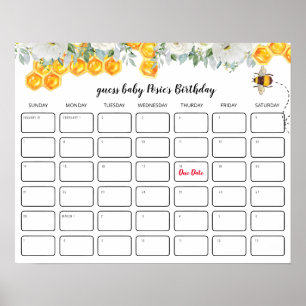 Floral Honeycomb Baby Shower Birthday Guessing Poster