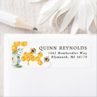 Floral Honeycomb Bumble Bee | Baby Return Address