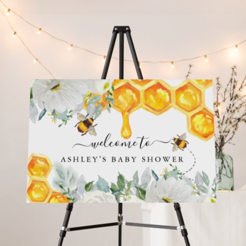 Floral Honeycomb Bumble Bee  Baby Shower Foam Board