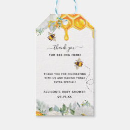 Floral Honeycomb Bumble Bee Baby Shower Thank You Gift Tags