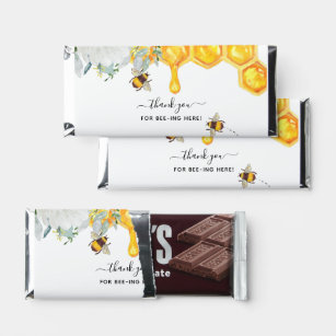 Floral Honeycomb Bumble Bee Baby Shower Thank You Hershey Bar Favors