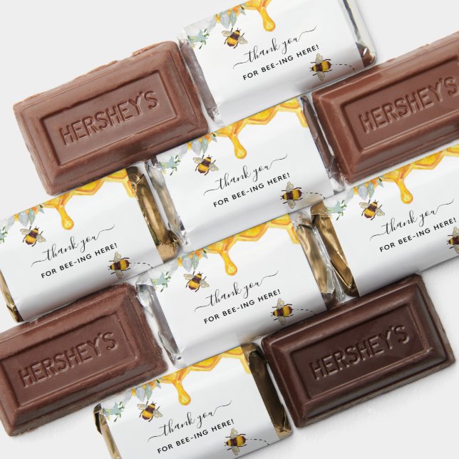 Floral Honeycomb Bumble Bee Baby Shower Thank You Hershey's Miniatures (Assorted)