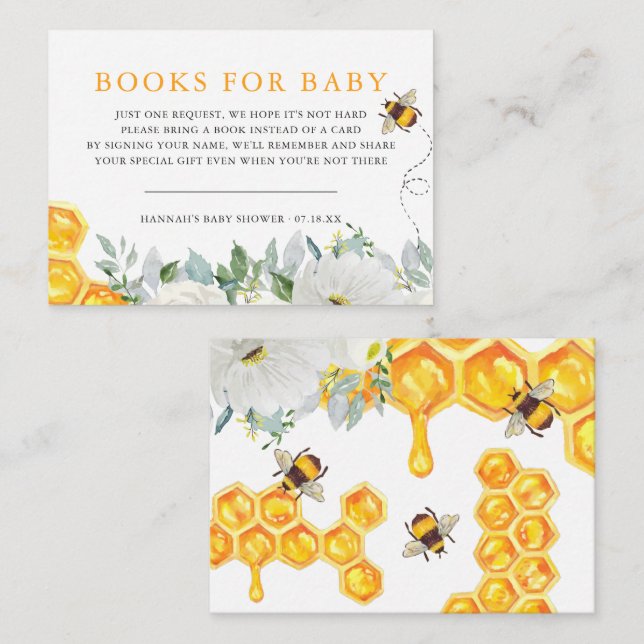 Floral Honeycomb Bumble Bee | Book Request Enclosure Card (Front/Back)