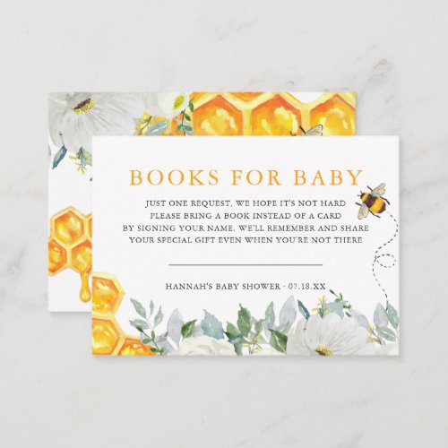 Floral Honeycomb Bumble Bee  Book Request Enclosure Card