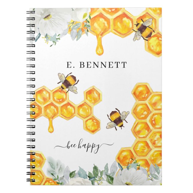 Floral Honeycomb Bumble Bee | Monogram Journal (Front)
