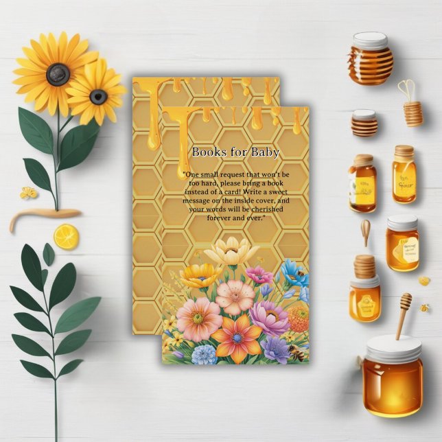 Floral Honeycomb Honeybee Honey Drip Baby Shower Enclosure Card (Creator Uploaded)