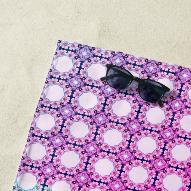 Floral Honeycombs: Geometric Pattern of Intricate Beach Towel (In Situ)