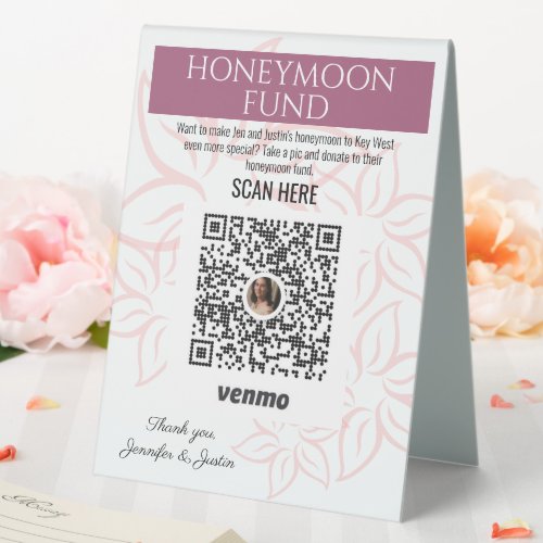 Floral Honeymoon Fund Wedding Reception Sign Ideas