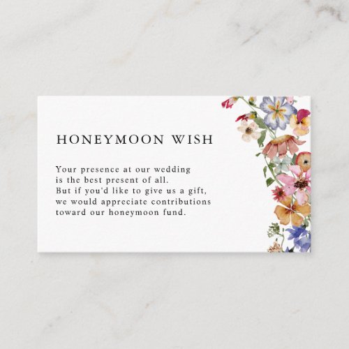 Floral Honeymoon Wish Enclosure Card