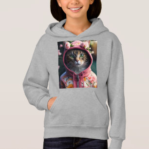 "Floral Hoodie Cat –
