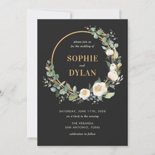 Floral Hoop Editable Color Wedding Invitation