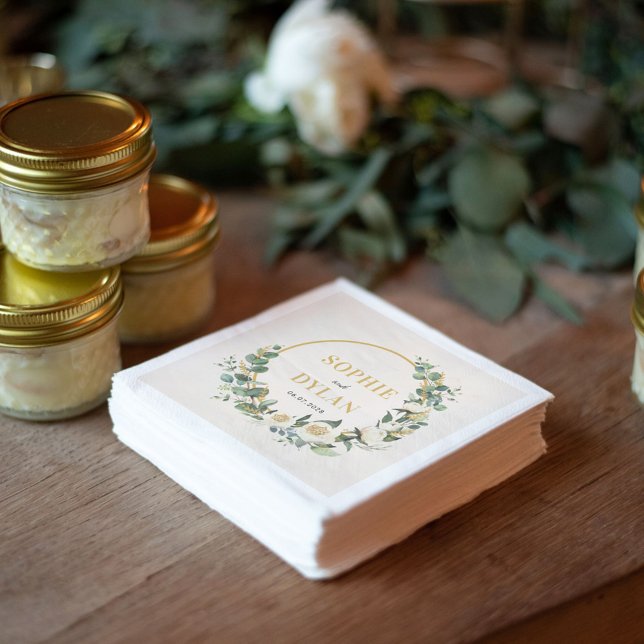 Floral Hoop Editable Color Wedding Napkins (Creator Uploaded)