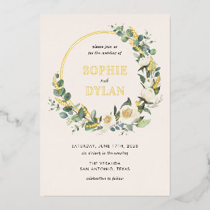 Floral Hoop FOIL Editable Color Wedding Invitation Foil Invitation