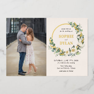 Floral Hoop FOIL Photo Wedding Invitation