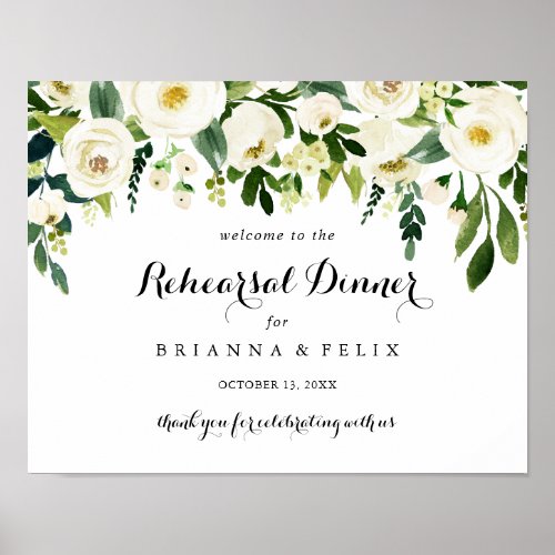 Floral Horizontal Rehearsal Dinner Welcome Sign