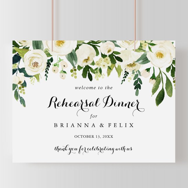 Floral Horizontal Rehearsal Dinner Welcome Sign (Creator Uploaded)