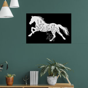 Floral Horse Animal Lover Poster