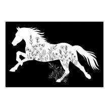Floral Horse Animal Lover