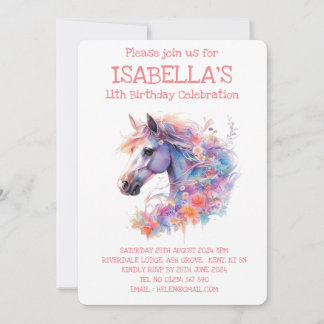Floral Horse Birthday Invitation