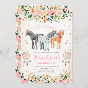 Floral Horse Birthday Invitation