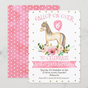 Floral Horse Birthday Party Invitation