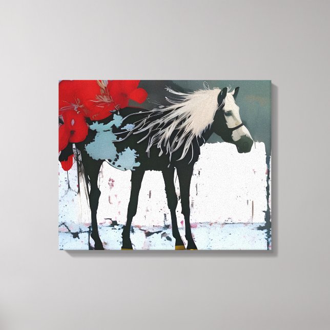 Floral Horse Canvas Print (Front)