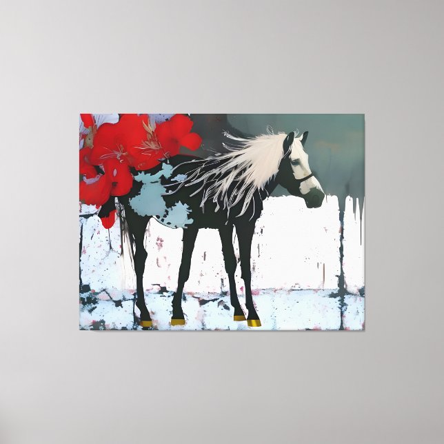 Floral Horse Canvas Print (Front)