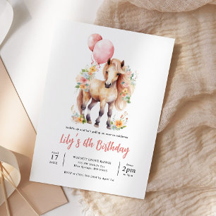 Floral Horse Gallop On Over Birthday Invitation