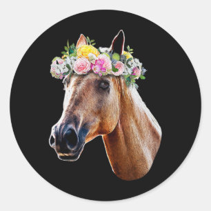 Floral Horse Horseback Riding Equestrian Farm Gift Classic Round Sticker