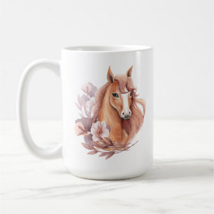 Floral Horse Illustration Coffee Mug