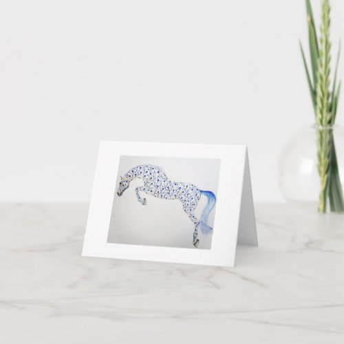 Floral Horse Jumping Cara Grace Fine Art Note Card