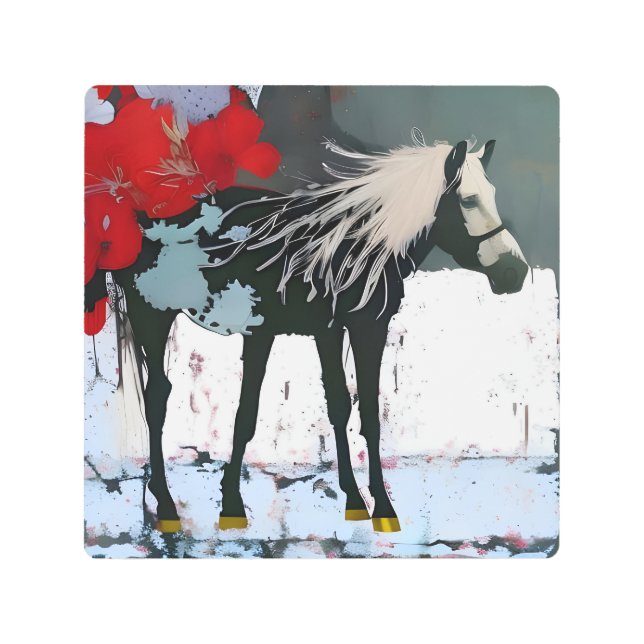 Floral Horse Metal Print (Front)