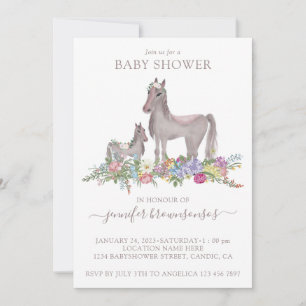 Floral Horse Mommy Baby Invitation