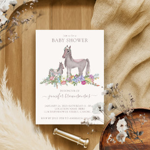 Floral Horse Mommy Baby Invitation
