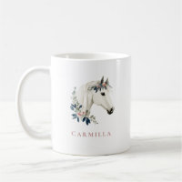 Floral Horse Pink and Navy Personalised Name