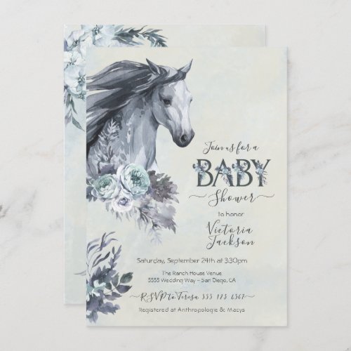 Floral Horse Ranch Baby Shower Invitation