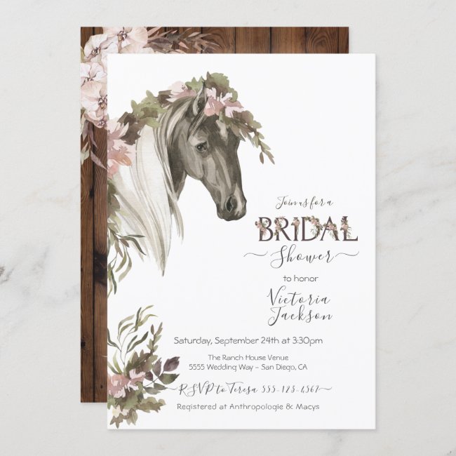 Floral Horse Ranch Bridal Shower Invitation