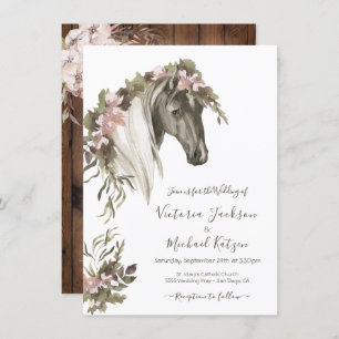 Floral Horse Ranch Wedding Invitation
