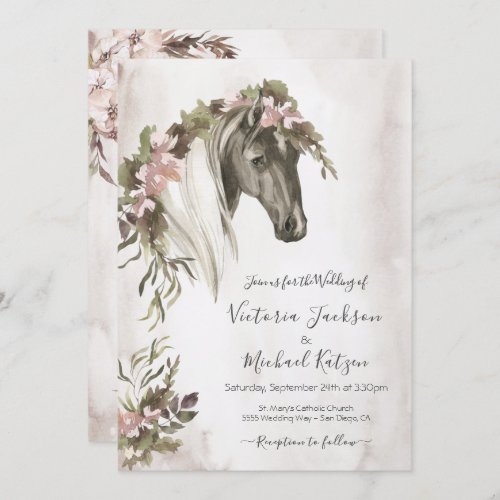 Floral Horse Ranch Wedding Invitation