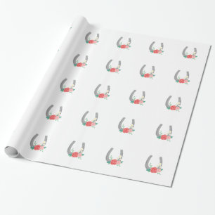 Floral Horse Shoe Wrapping Paper